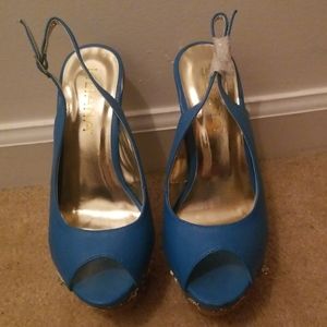 Blue platform heels